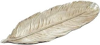 Deco 79 Polystone Bird Feather Decorative Bowl, 26" x 9" x 2", Silver