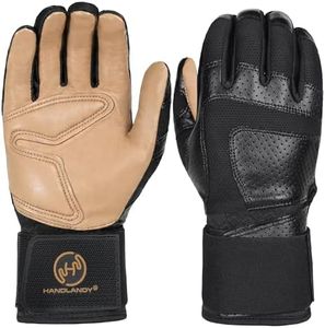 HANDLANDY Baseball Batting Gloves for Men & Women, Breathable Softball Batting Gloves with Long Cuff for Adult(Black-Brown,XX-Large)