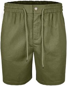 Linen Shorts for Men,Mens Shorts Casual Stretch Waist Drawstring Button Cotton Linen Blend Short Pants Breathable Summer Clothes,Summer Outfits,Beach Vacation,Golf,Yoga,Casual Everyday Wear,Loungewear