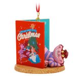 Disney Store Official Alice in Wonderland Cheshire Cat Festive Book Ornament, Christmas Tree Decoration Bauble, 10cm/3”, Holiday Seasonal Decoration with Removable Ribbon Hanging Loop
