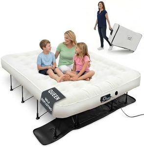 Ivation EZ®-Bed (Queen) Inflatable Air Mattress with Frame & Built-in Pump - 3 Min Self Inflate/Deflate - Raised Blow up Bed with Legs, Auto Shut Off, Premium Coil Design, Wheeled Portable Case