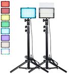 2 Packs RGB LED Video Light with Adjustable Tripod Stand Video Conferencing Lighting Kit 29 Scenes Modes & USB Powered for Webcam/Meeting/Tiktok/Game Streaming/YouTube/Photo Video Studio Shooting