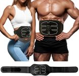 ABS Stimulator - EMS Muscle Stimulator, Portable Abdominal Belt, Ab Machine & Abs Workout Equipment for Women and Men, Black white