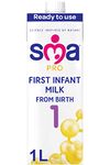 SMA PRO First Infant Baby Milk - from Birth | Ready to Use, Liquid Formula Milk 1 Litre (Pack of 6)