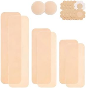 Dopheuor Precut Silicone Boob Tape Nipple Pasties, 6Pcs Soft Stretch Breast Lift Tape for Large Bust A-G Cup, Sweatproof Invisible Reusable Strapless Backless Beige