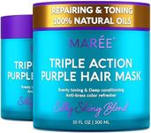MAREE Deep Conditioning Purple Hair Mask for Blonde Hair 2 PACK – Purple Toner for Brassy, Bleached, Silver, or Color Treated Hair – Keratin Hair Treatment – Matizador Para Cabello Rubio
