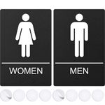 ASSURED SIGNS Washroom Sign, Bathroom Signs For Business - Ideal Restroom Sign For Men and Women - 9" by 6" - ADA Compliant with Braille - Strong Double-Sided Adhesives - Apply to Office, Home or Public Door / Wall