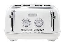 Haden Dorset 75101 Stainless Steel 1500W Retro Toaster 4 Slice Wide Slot w/Removable Crumb Tray and Settings, Ivory/Chrome Toasters w/Adjustable Browning Control, Smart Toaster