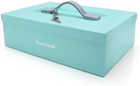 Honeywell Safes & Door Locks 6124TL Small Teal Key Locking Steel Security Box with Carry Handle, 0.16 Cu Ft, Teal