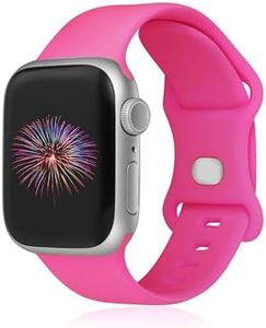 GINNARY Sport Bands Compatible with Apple Watch Band 38mm/40mm/41mm/42mm/44mm/45mm/49mm Women Men,Soft Silicone Strap Compatible with iWatch Ultra2/Ultra Series9/8/7/6/5/4/3/2/1/SE Hot Pink