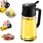 TINMIX Oil Sprayer for Cooking - 2 IN 1 Glass Oil Dispenser & Olive Oil Mister Sprayer Bottle for Kitchen Frying Grilling Salad BBQ, Large Capacity 500ml, Black