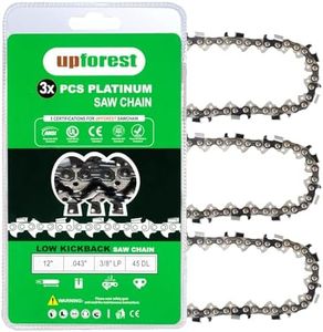UPFOREST 3-Pack 12 Inch Chainsaw Chain R45, 3/8" LP Pitch - .043" Gauge - 45 Drive Links Low-kickback fits CRAFTSMAN CMCCS620 DeWalt DCCS620 Ryobi RY40500 Black & Decker LCS1240B Worx WG38 (90YNS45X3)