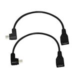 RIIEYOCA 90 Degree Micro USB Extension Cable - Left and Right Angle Micro USB Male to Female Data Sync and Charge Cable 25CM/10 Inch(1 Pair)