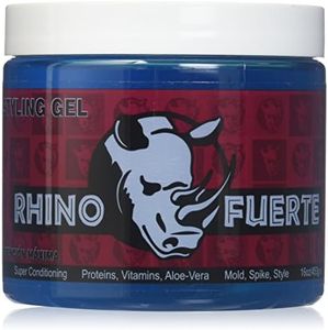 Rhino Fuerte Superior Styling Hair Gel for Men, with Extra Strong Hold to Mold, Spike and Style Your Hair the Way You Want It. Long Lasting 16 Ounce Jar