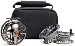 LAMSON | Remix S-Series -5+ Fly Fishing Reel 3 Pack | All-Water | 1 Reel & 2 Bonus Spools + Carrying Case | Large Arbor, CNC Machined Frame + Pressure Cast Spool, Durable | Smoke | 4wt 5wt 6wt Size