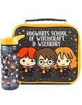 Harry Potter Lunch Bag and Bottle Set | Character Adventure Harry, Ron, Hermione Chibi | Kids Food Carrier with Water Bottle | Insulated Bag Keeps Food Fresh