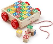 Melissa & Doug Classic ABC Wooden Block Cart Educational Toy With 30 2.5 cm Solid Wood Blocks | ABC Wood Blocks For Toddlers Ages 2+