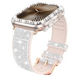 Goton Bling Band + Case for Apple Watch Bands 46mm 42mm 45mm 44mm 41mm 40mm 38mm Series 10 9 8 7 SE 6 5 4 3 2 1, Women Glitter Silicone Thin Strap + Rhinestones Bumper Cover for iWatch Accessories