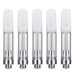 WOLFTEETH 1ML CBD Atomizer Ceramic Core | 510 Thread Vape Cartridge Disposable for CBD and Thick Oil Vape Pen | PP Tube Package | Liquid Free Nicotine Free 1247 (1.0ML, 5 X Ceramic Drip Tip White)