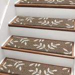 TANVILL Stair Treads Non-Slip Carpet Stair Runners for Wooden Steps Indoor, 30”x8” Stair Rugs Mats for Pets Non Skid Wood Staircase Step Treads Reusable, Set of 15, Brown