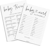 GardenCity Baby Shower Games - Baby Trivia & Baby Word Scramble Game, 50 Double-Sided Cards (White)