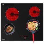 COVERCOOK 24 inch Bulit-in Electric Radiant Cooktop Kitchen Electric Stove, 4 Burners, Smoothtop Ceramic Glass 240V with 9 Power Setting, Timer Function, and Child Lock