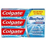 Colgate MaxFresh Cool Mint Gel Toothpaste - Fluoride Whitening Formula with Enamel Protection for a Fresh Clean Smile - Dentifrice for Daily Oral Care 150ml, 3 pack