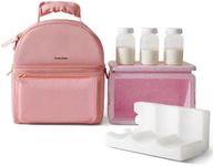 SUNVENO Breastmilk Cooler Bag with Detachable Insulation Box Double Decker Lunch Bag (Pink)