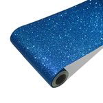 CRE8TIVE Blue Glitter Wallpaper Border Peel and Stick Wall Border Decorative Self Adhesive Sparkle Glitter Contact Paper Fabric Wallpaper Removable Blue Wall Border for Girls Room Dressers 8"x354"