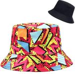 XYIYI Vintage 80s 90s Geometric Bucket Hat Beach Fisherman Hats for Women Men Teen Girls