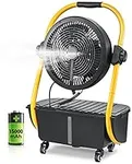 Geek Aire Battery Operated Misting Fan, Rechargeable Outdoor Floor Fan with 2.9 Gal Water Tank, Powered Waterproof Durable 15000mAh Battery Run for Patio, Camping Gear Accessories - 12 Inch