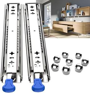 1 Pair Heavy Duty Drawer Slides Full Extension 38 Inch Side & Undermount Ball Bearing Rails, 260LB Stainless Steel 3-Fold Cabinet Hardware (with Lock, 38inch)