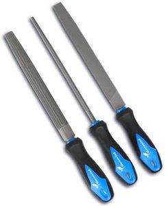 MORROWIND 3 Pcs Metal File Set, 8-Inch Carbon Steel Files with Flat, Half-Round, and Round Shapes, Heavy-Duty Hand Tools for Metal, Wood, Plastic and More, Blue
