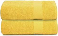 Elvana Home Premium Cotton Oversized 2 Pack Bath Sheet 35x70 - 100% Pure Cotton - Ideal for Everyday use - Ultra Soft & Highly Absorbent - Machine Washable - Yellow