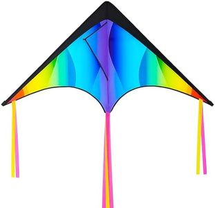 JOYIN Large Delta Kite Gradient Rainbow, Easy to Fly Huge for Kids and Adults with 328ft String, Large Delta Beach Kite for Outdoor Games and Activities