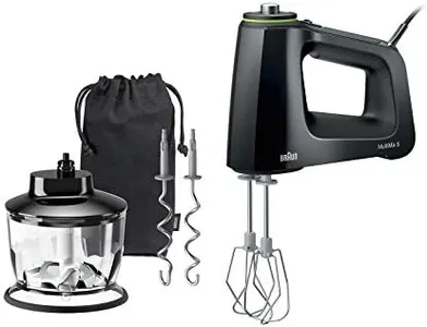 Braun Electric Hand Mixer, 9-Speed, Lightweight with Soft Anti-Slip Handle, Accessories to Beat & Whisk, Dough Hooks to Knead, 2-Cup Chopper & Storage Bag, Black