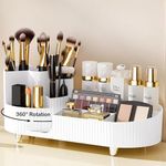 Boniry Cosmetic Organizer For Nail Polish, Brushes, Lipstick, Jewelry | 360 Rotating Makeup Organizer | Countertop For Bedroom And Bathroom (White)