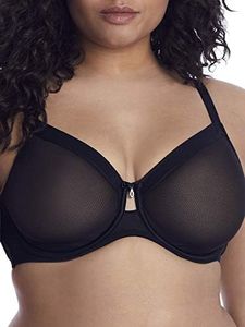 Curvy Couture Women’s Sexy Sheer Mesh Plus Size Full Coverage Bra, Black Hue, 42C, Black Hue, 42C