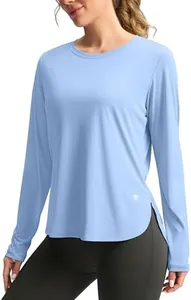 Women's Sun Shirts UPF 50+ Long Sleeve UV Protection Shirt Lightweight Quick Dry Workout Hiking Tops for Women(Haze Blue,S)