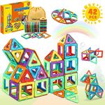 Pincush Magnetic Building Blocks, Magnet Tiles Set Toys for kids 3 4 5 6 7 8 Year Old Boys Girls, Toddlers STEM Educational Construction Toy, Game Gift for 3-8 Year Olds, 42 pcs Set Gift.