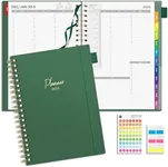 EMSHOI 2025 Appointment Book 8.5 x 11, 30-Minute, A4 Weekly and Monthly Planner, Daily Hourly Planner, Spiral, PVC Cover, Note Pages, Monthly Tabs, DarkGreen (Note: Wed was misspelled as Web)