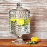 Inovique Enterprises 4.5 Litre Footed Glass Juice Dispenser with Tap | Mix Designs Detox Jar | Mason Jar Beverage Dispenser for Water, Beer, Juice, Liquor | Pack of 1