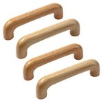 Pastlla 4Pcs Wood Drawer Pull Clear Coated Wooden Handle Bridge Shaped Arced Pull for Kitchen Cabinets Furniture Dresser Wardrobe Cupboard Drawer Knobs Pull Handles (3.78"/96mm Hole Center)