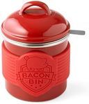 Talisman Designs Metal Bacon Bin Grease Strainer & Collector | Family Friendly Kitchen Tools | Red