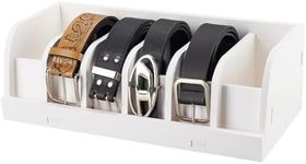 PH PandaHall Belt Storage Holder, 6 Compartments Belt Container Organizer White Belt Display Case Belt Organizer for Closet and Drawer, Belt Storage Organizer and Displayer for Men Women