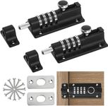 Combination Locking Bolt, Door Security Slide Latch Lock, Combi-Bolt 4 Digit Gate Lock with Anti-Tamper Screws, Gekufa Keyless Latch Bolt Lock for Home, Garden, Gate, Childproofing, Black (2 Packs)