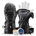 THE HEAT COMPANY Shell Full Leather Mittens - The Glove Innovation - Extra Warm Fold-Over Leather Gloves - Thermal Winter Gloves - Ski Gloves for Men & Women: Unisex - Excludes Inner Glove