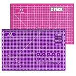 2 Pack Self Healing Cutting Mat (A3 Size: 12" x 18"), 5 Layer PVC Construction Craft Mat, Double Sided Cut Mats Non-Slip Perfect for Crafts Quilting Sewing and All Arts (Pink & Purple)