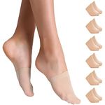 Yilanmy Toe Topper Socks Women 6 Pairs, No Show Liner Half Socks for Heels, Non-Skid Bottom Mule Socks, Nude, One Size