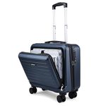 Assembly Premium Polycarbonate Overnighter Trolley Bag with Laptop Compartment & Keyless TSA Lock- 16 Inches-Blue-Stark Pro